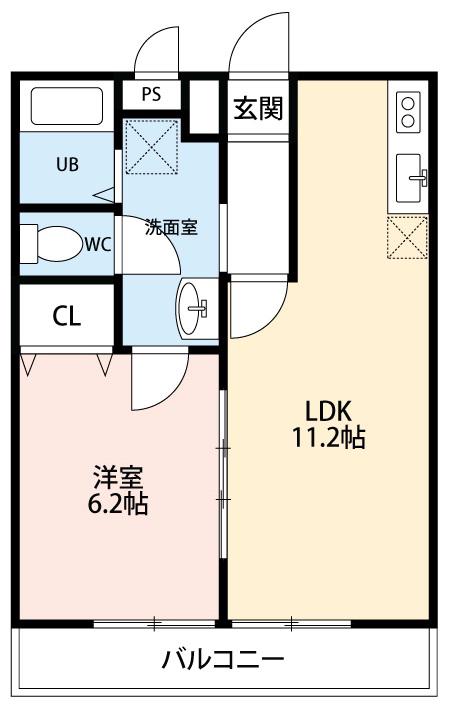 リブエステート井田(1LDK/1階)の間取り写真