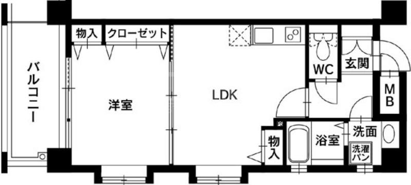 クリスタル姪浜(1LDK/5階)の間取り写真