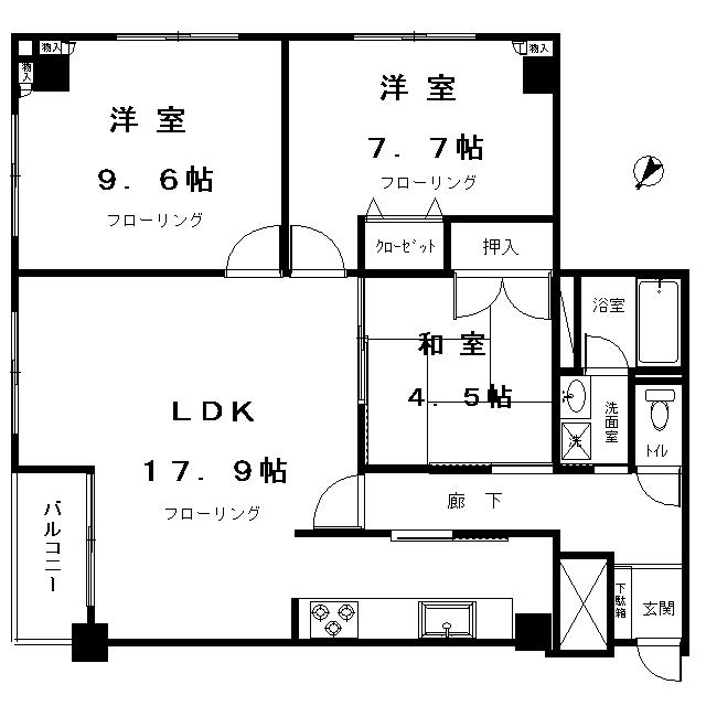 リンデンハイム府中(3LDK/6階)の間取り写真