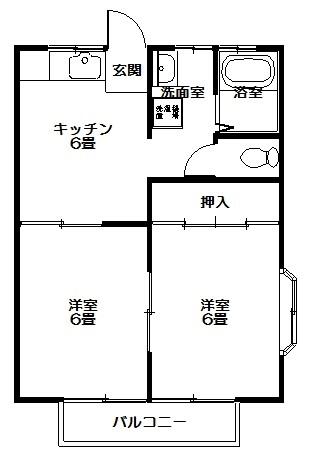 レヂオンス志賀(2DK/2階)の間取り写真