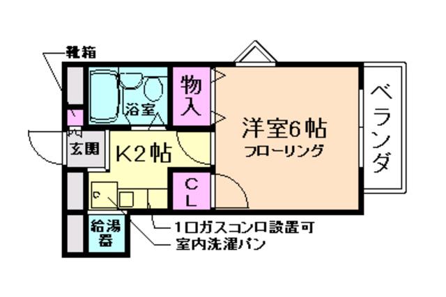 MCハイツ(1K/2階)の間取り写真