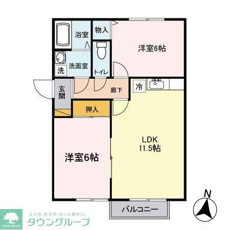 メゾン・メルヴェーユA(2LDK/1階)の間取り写真