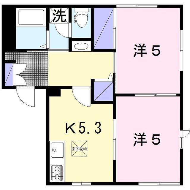 ハイラーク桜ヶ丘II(2K/1階)の間取り写真