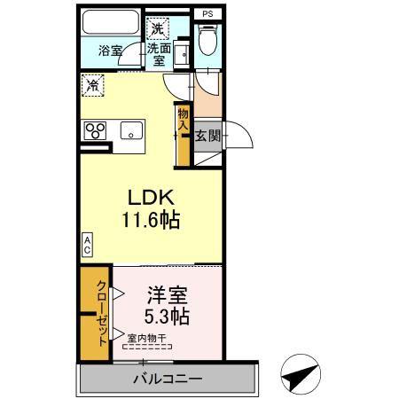 TORISIA大慈寺町B(1LDK/3階)の間取り写真