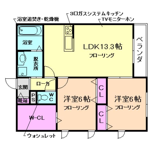 CASA DE PAPY(2LDK/2階)の間取り写真