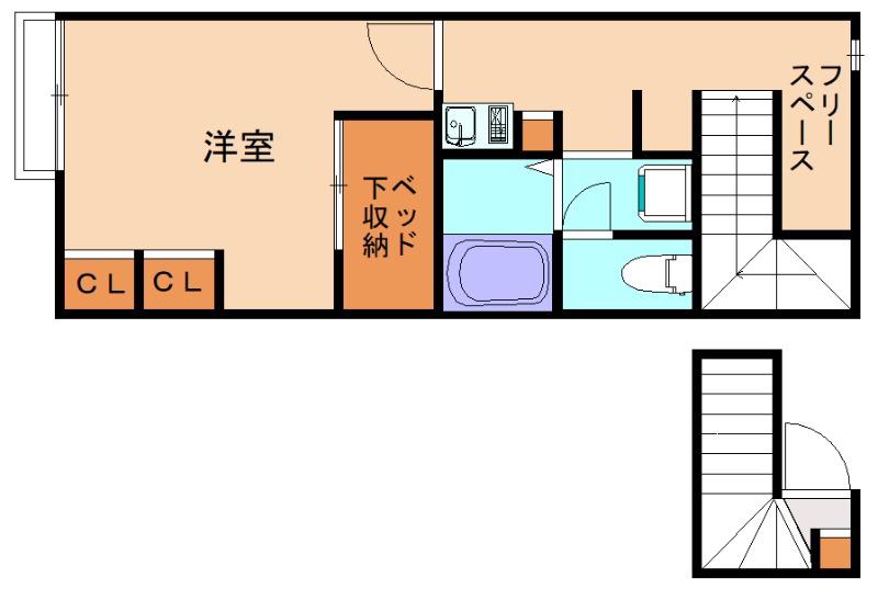 レオパレスインター古賀III(1K/2階)の間取り写真