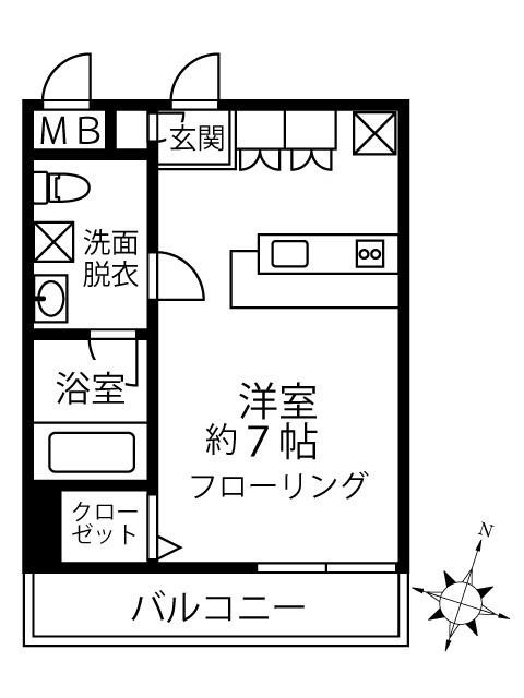 CROOMS(ワンルーム/1階)の間取り写真