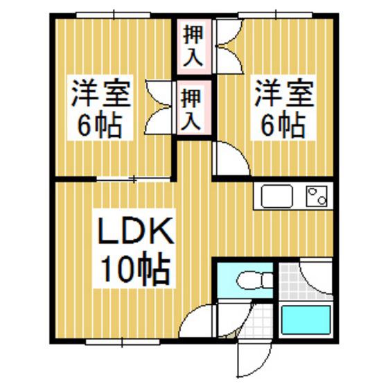 VIVA柏木(2LDK/2階)の間取り写真