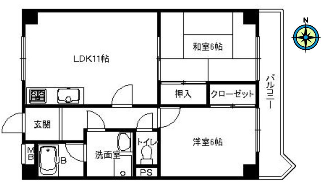 Vコート(2LDK/2階)の間取り写真