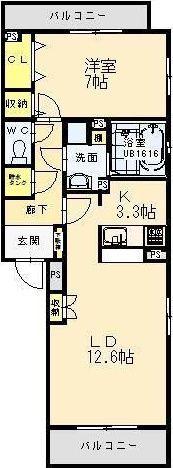 オリーブ5(1LDK/1階)の間取り写真