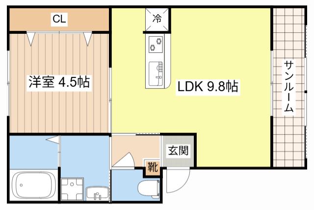 レーベンルーエ(1LDK/2階)の間取り写真