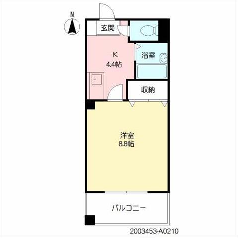 マダレンホール(1K/2階)の間取り写真