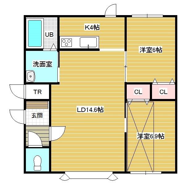 コローレ東町 I(2LDK/2階)の間取り写真