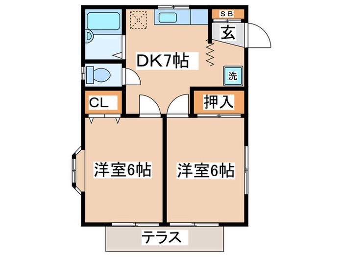 サンイーストハイツ(2DK/1階)の間取り写真