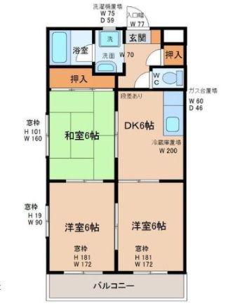 サンピアやまて(3DK/3階)の間取り写真
