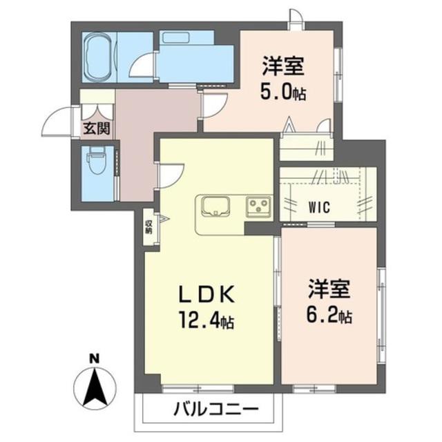 小田急線 生田駅(神奈川) 徒歩18分 2階建 築3年(2LDK/2階)の間取り写真
