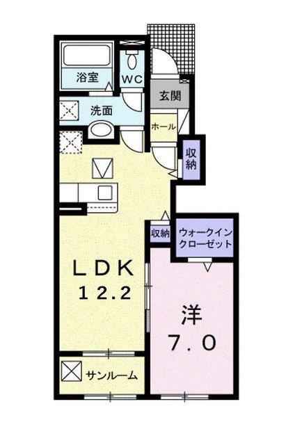 グランディール華 B(1LDK/1階)の間取り写真