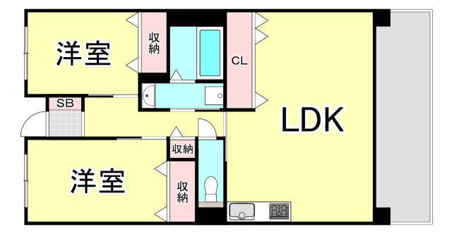 南芦屋浜高層6号棟(2LDK/6階)の間取り写真