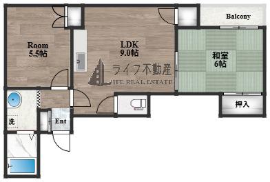 エバーグリーン鴻池(2LDK/3階)の間取り写真