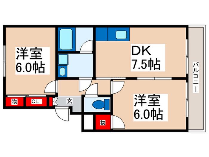 サンシティヒコタC-3(2DK/1階)の間取り写真