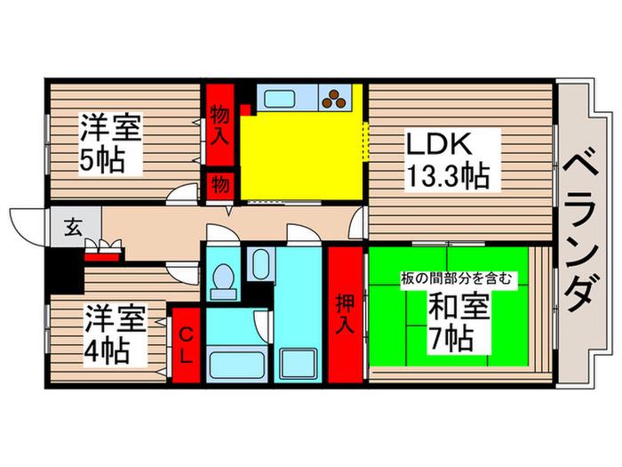 市川東レジデンス(3LDK/1階)の間取り写真