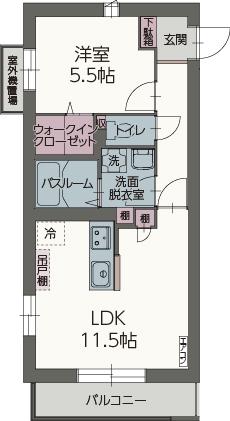 クリスタル・ヴィラ(1LDK/5階)の間取り写真