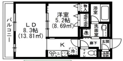 ラグーナレジデンス(1LDK/2階)の間取り写真