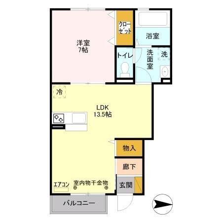 スマイルハイツ(1LDK/1階)の間取り写真