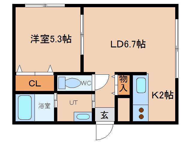 ペラッツィ美原B(1LDK/1階)の間取り写真