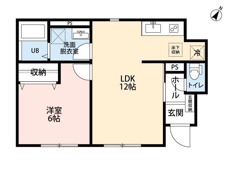 リーブルファイン川口辻III(1LDK/1階)の間取り写真