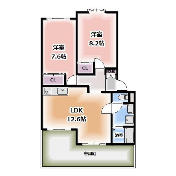 マルベリーS(2LDK/1階)の間取り写真