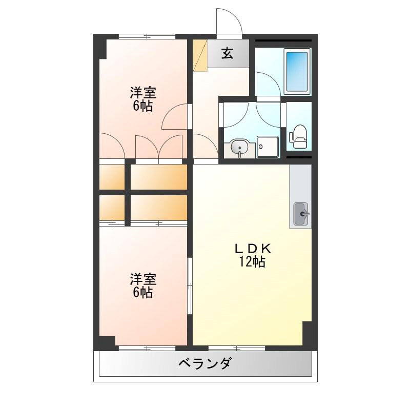 シャルムレジデンス御幸ヶ原(2LDK/3階)の間取り写真