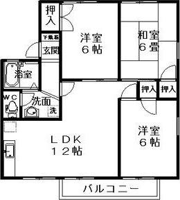 アパルトマン竜美台1(3LDK/2階)の間取り写真