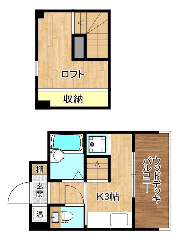 ステップ1(1K/4階)の間取り写真