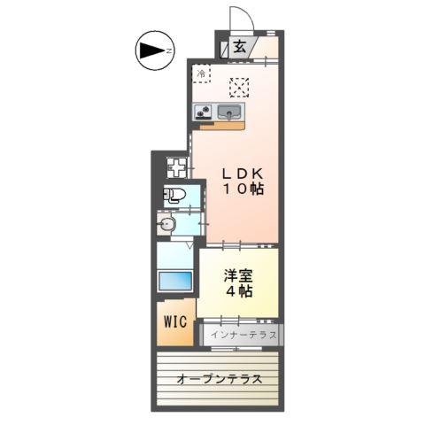 プルニール(1LDK/1階)の間取り写真