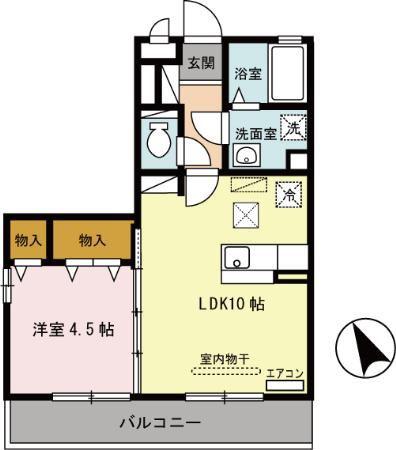 オッツグレース(1LDK/1階)の間取り写真