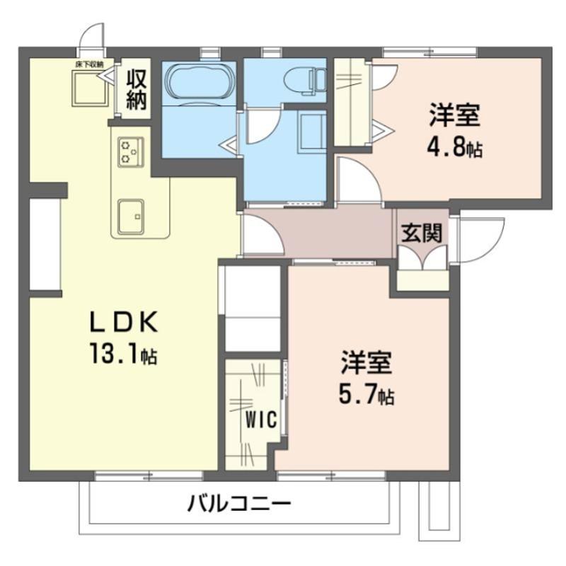 シェリールB(2LDK/1階)の間取り写真