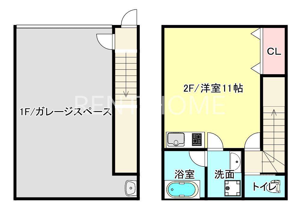 F BASE(ワンルーム/1階)の間取り写真