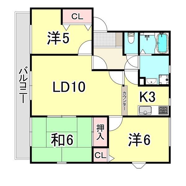 ユートピア20 B棟(3LDK/1階)の間取り写真