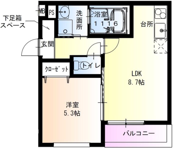 フジパレス我孫子西V番館(1LDK/2階)の間取り写真