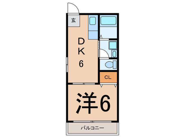 佃野ハイツ(1DK/2階)の間取り写真