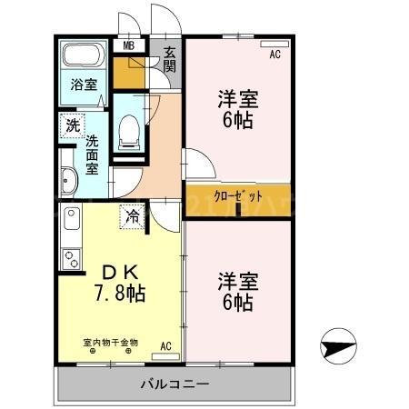 ジュネスK(2DK/3階)の間取り写真