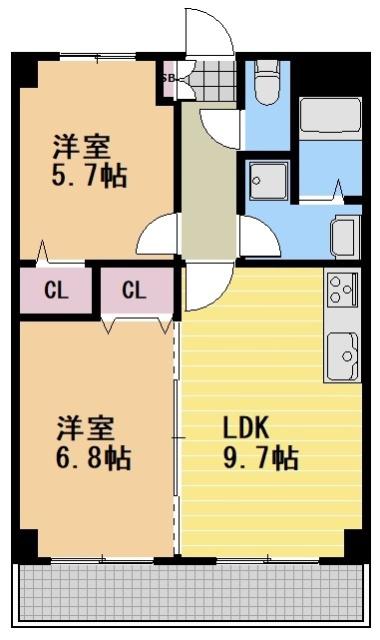 SEASONCOURT IKESHITA(2LDK/2階)の間取り写真