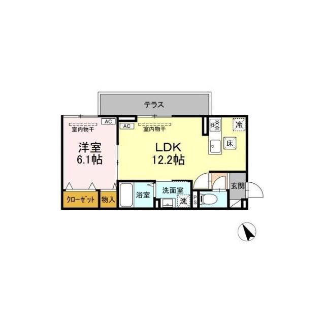 D-ROOM上町(1LDK/2階)の間取り写真