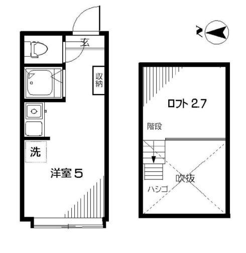 アーバンプレイス鷺宮B棟(ワンルーム/2階)の間取り写真