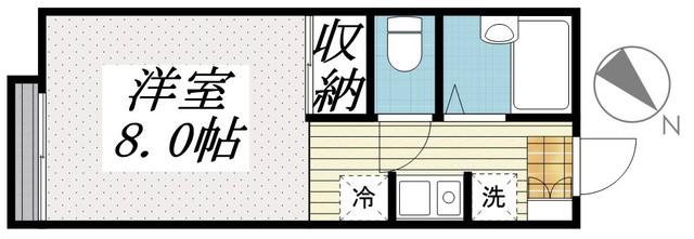コーポつつじ(ワンルーム/2階)の間取り写真
