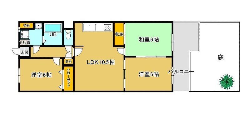 那覇市首里大名町の(3LDK/1階)の間取り写真