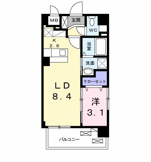 プラトー桜坂(1LDK/3階)の間取り写真