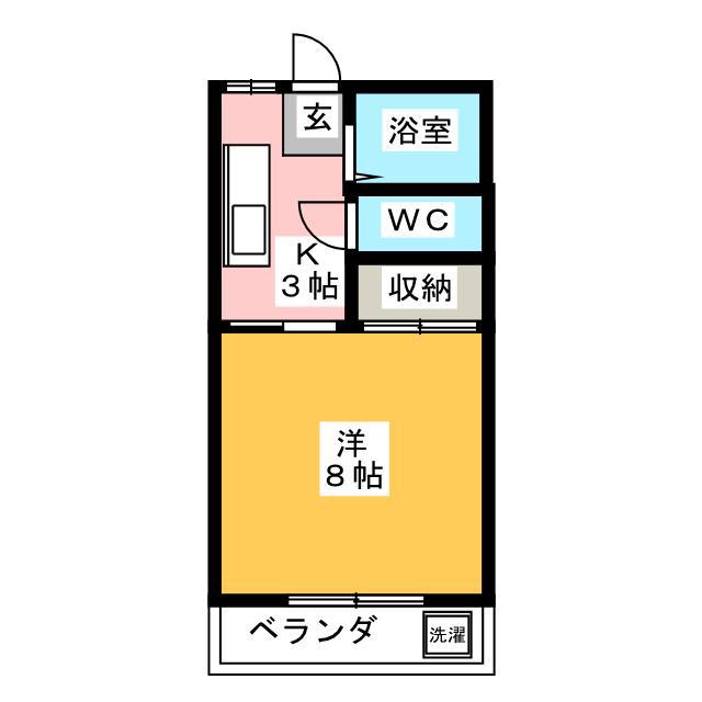 ユタカエイト(1K/2階)の間取り写真