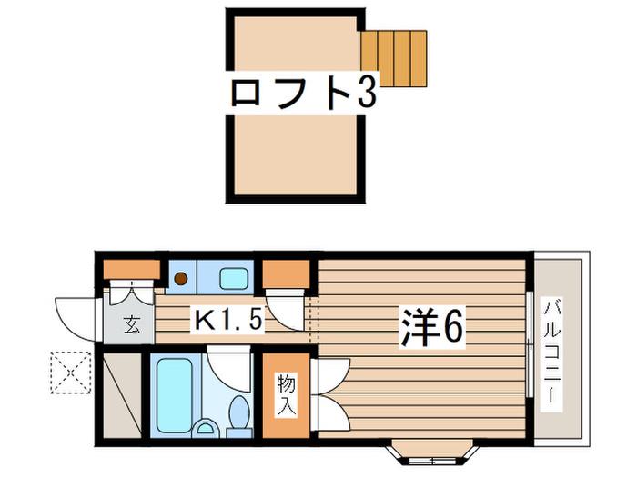 グリーンハイツ(1K/2階)の間取り写真